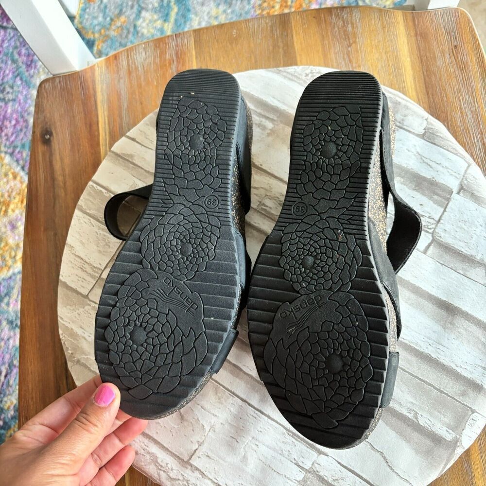 Dansko Leather Criss Cross Straps Wadge‎ Sandals Black 39 Adjustable Straps - Picture 8 of 11
